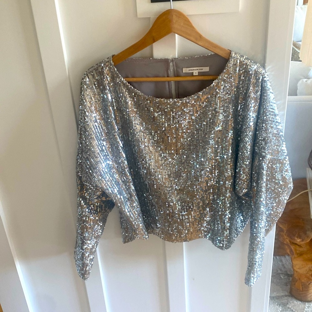 Silver Sequined Emerson Fry top.  Good condition - only wore 2x.